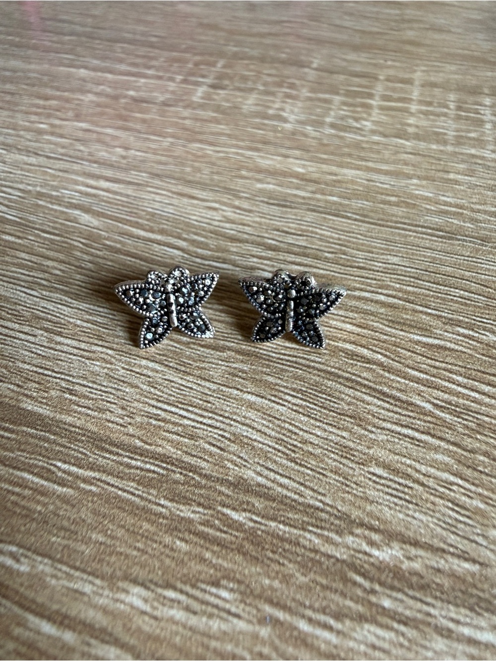 Silver Marcasite Butterfly Stud Earrings